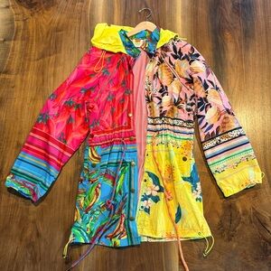 Farm Rio rain coat in bright scarf print